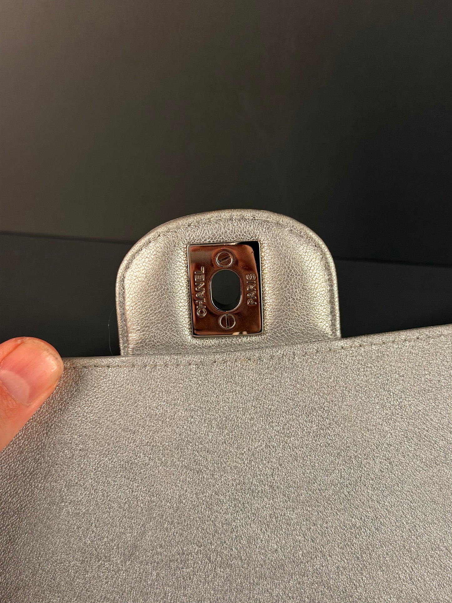 CHANEL SILVER MINI RECTANGULAR CROSSBODY BAG