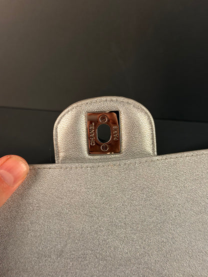 CHANEL SILVER MINI RECTANGULAR CROSSBODY BAG