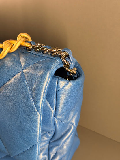 CHANEL BLUE MEDIUM 19 HANDBAG