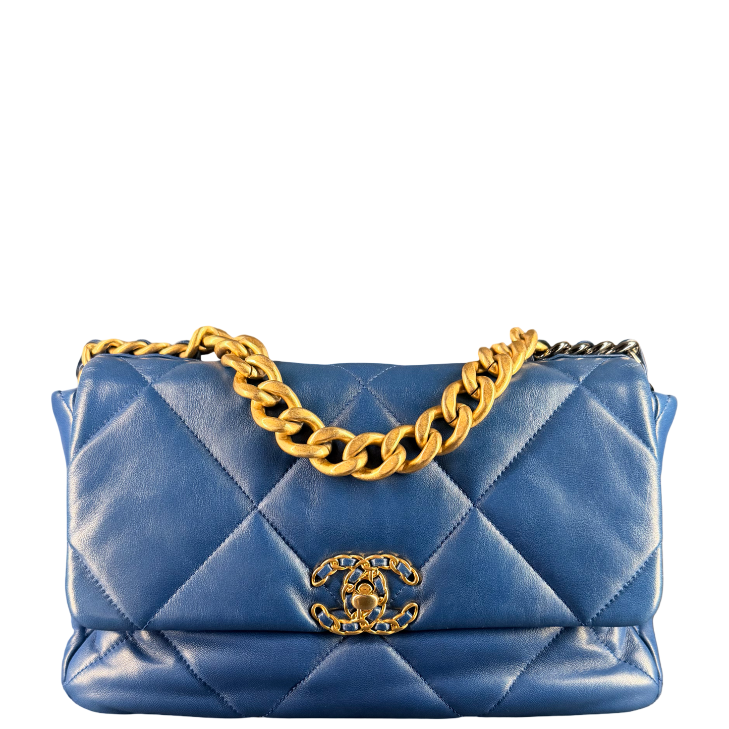CHANEL BLUE MEDIUM 19 HANDBAG