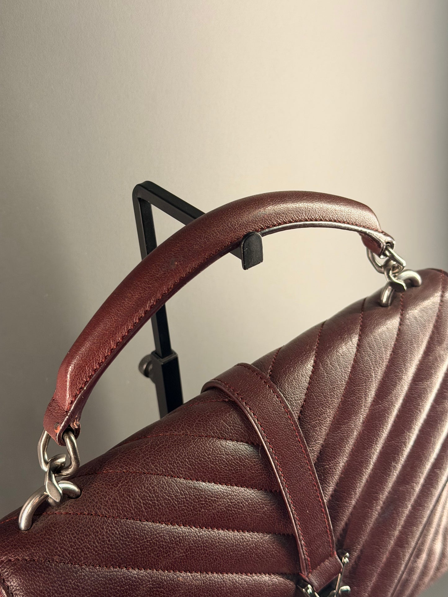 SAINT LAURENT BURGUNDY MEDIUM COLLEGE HANDBAG