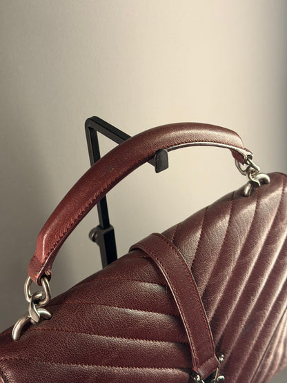 SAINT LAURENT BURGUNDY MEDIUM COLLEGE HANDBAG
