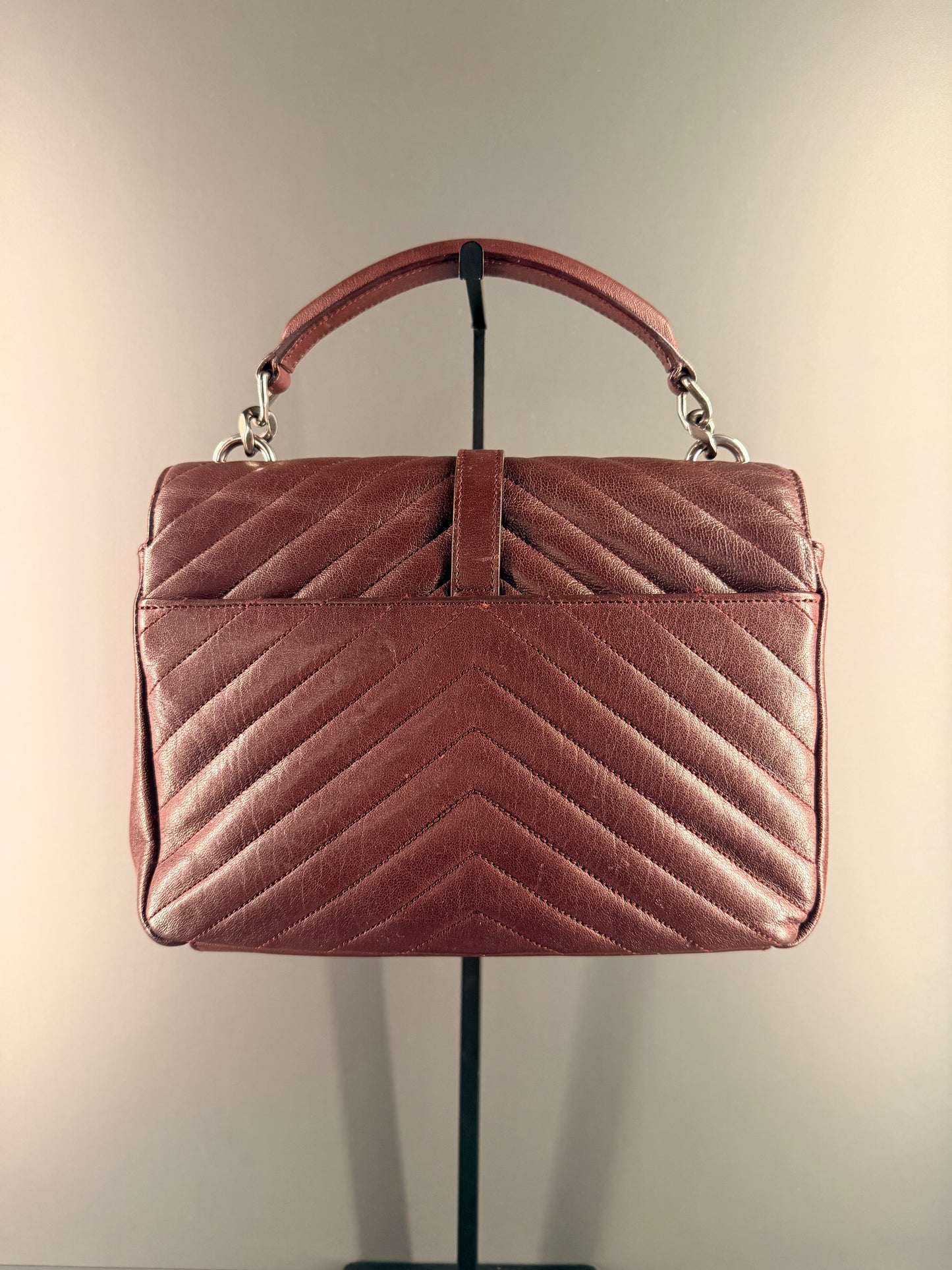 SAINT LAURENT BURGUNDY MEDIUM COLLEGE HANDBAG