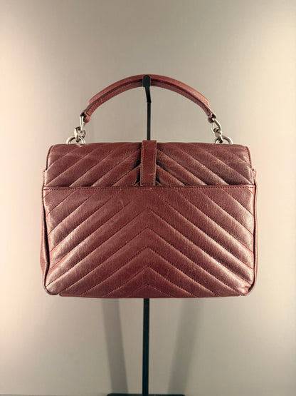 SAINT LAURENT BURGUNDY MEDIUM COLLEGE HANDBAG