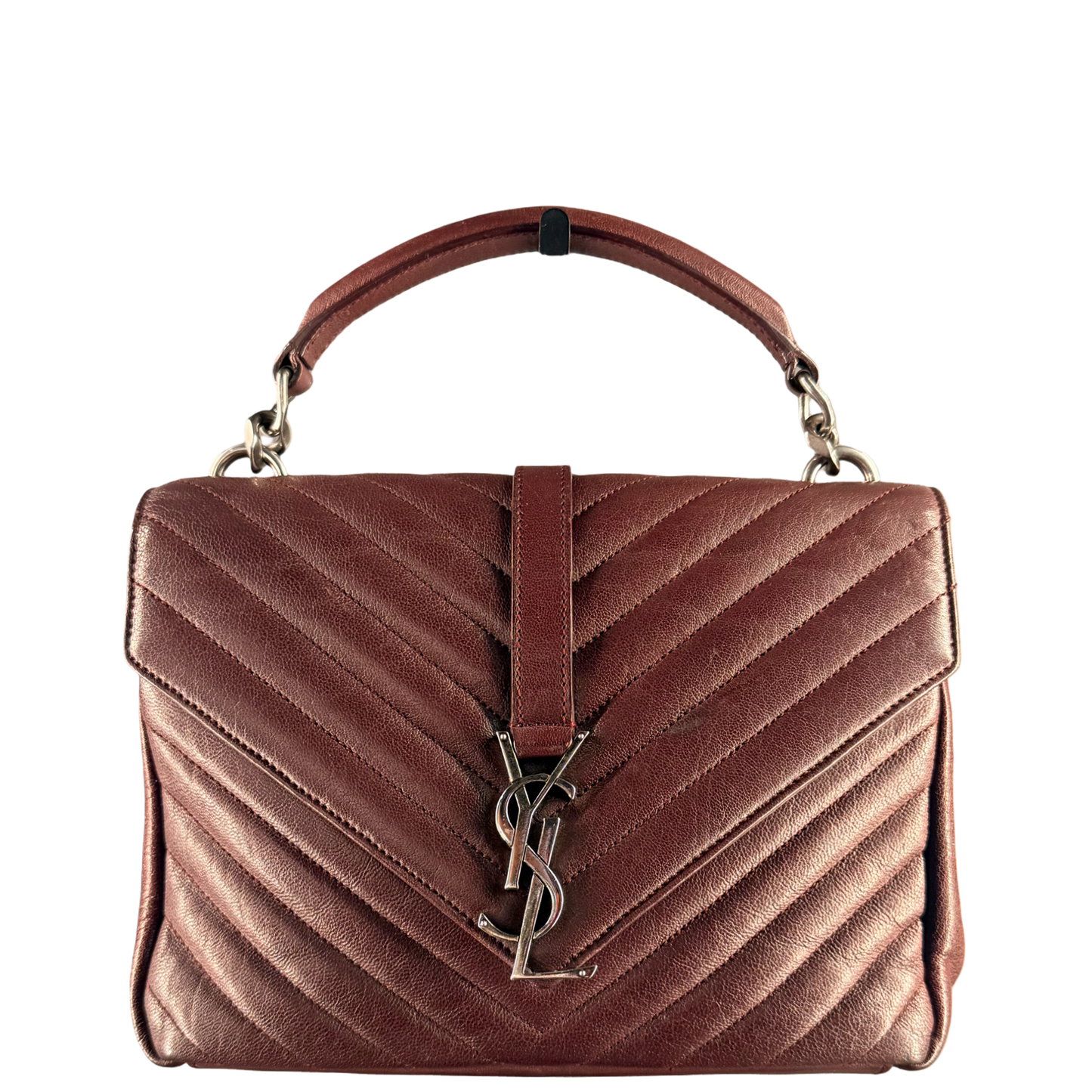 SAINT LAURENT BURGUNDY MEDIUM COLLEGE HANDBAG