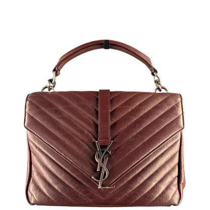 SAINT LAURENT BURGUNDY MEDIUM COLLEGE HANDBAG
