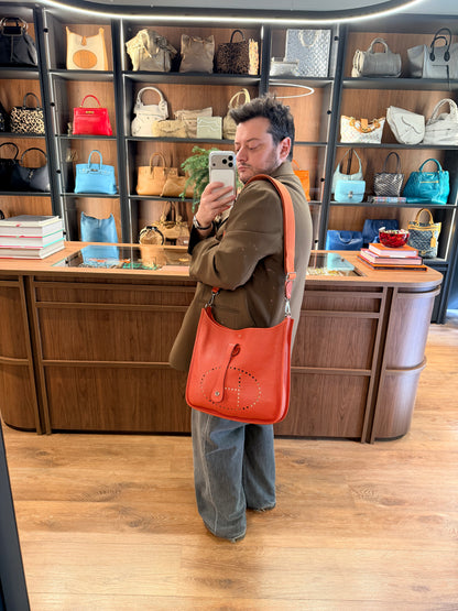 HERMÈS ORANGE TOGO EVELYNE CROSSBODY BAG