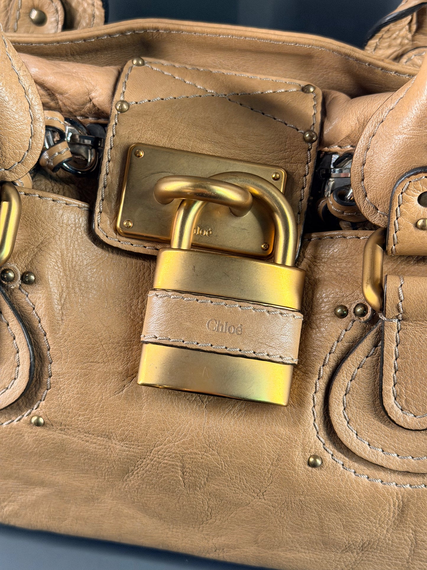 CHLOE DARK BEIGE PADDINGTON HANDBAG