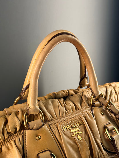 PRADA BEIGE GOFFRATO XL HANDBAG