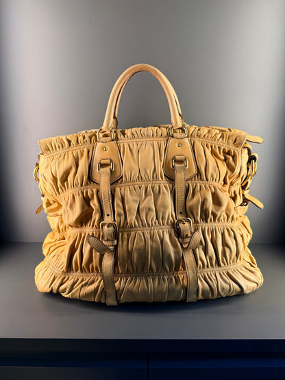 PRADA BEIGE GOFFRATO XL HANDBAG