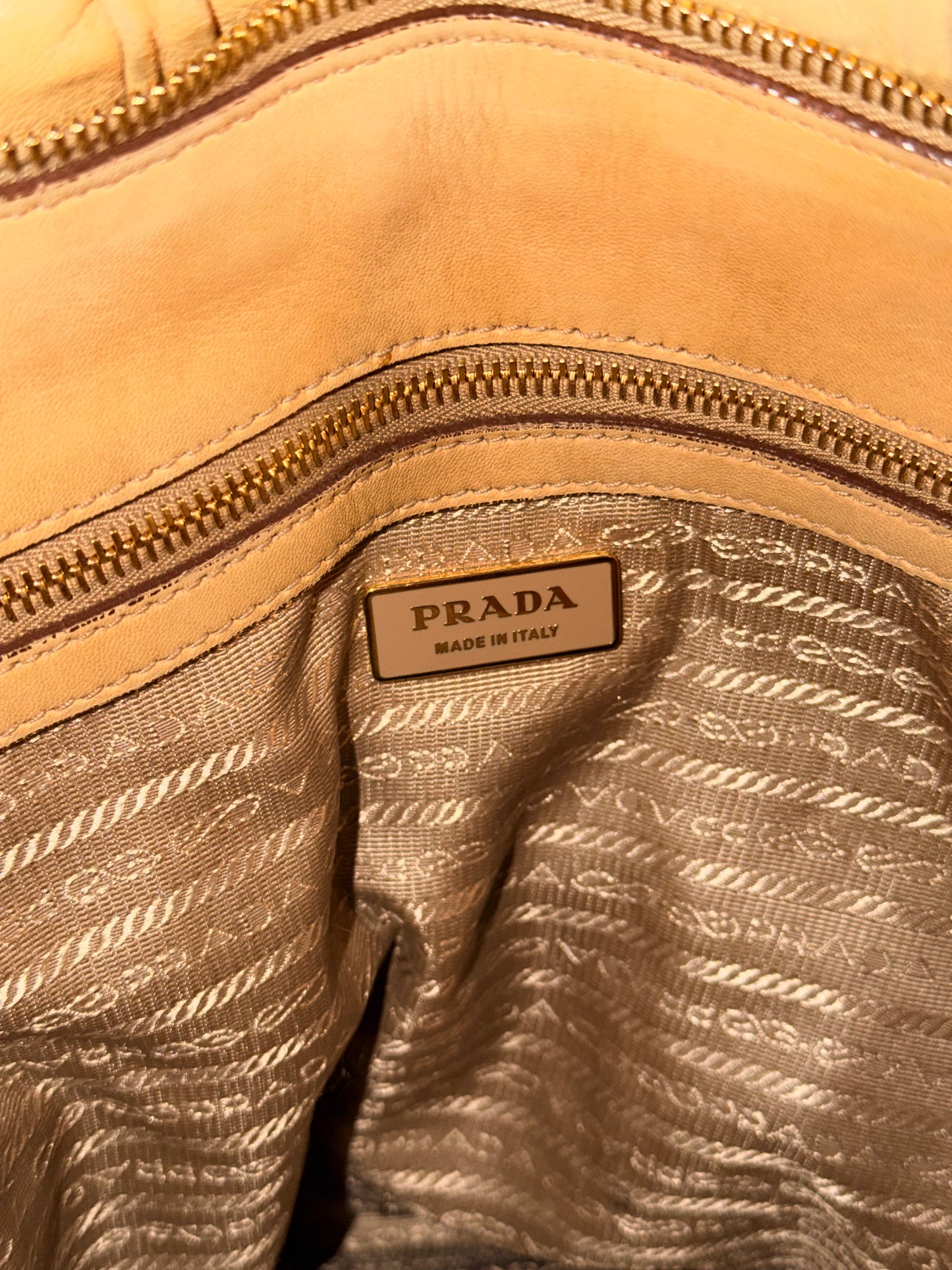 PRADA BEIGE GOFFRATO XL HANDBAG