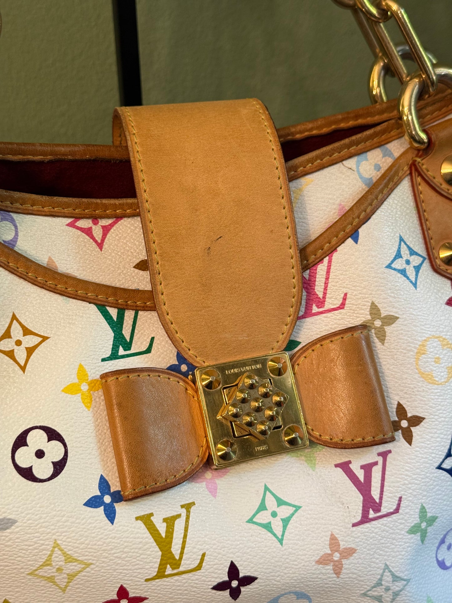 TAKASHI MURAKAMI X LOUIS VUITTON WHITE MULTICOLOR ANNIE SHOPPING BAG