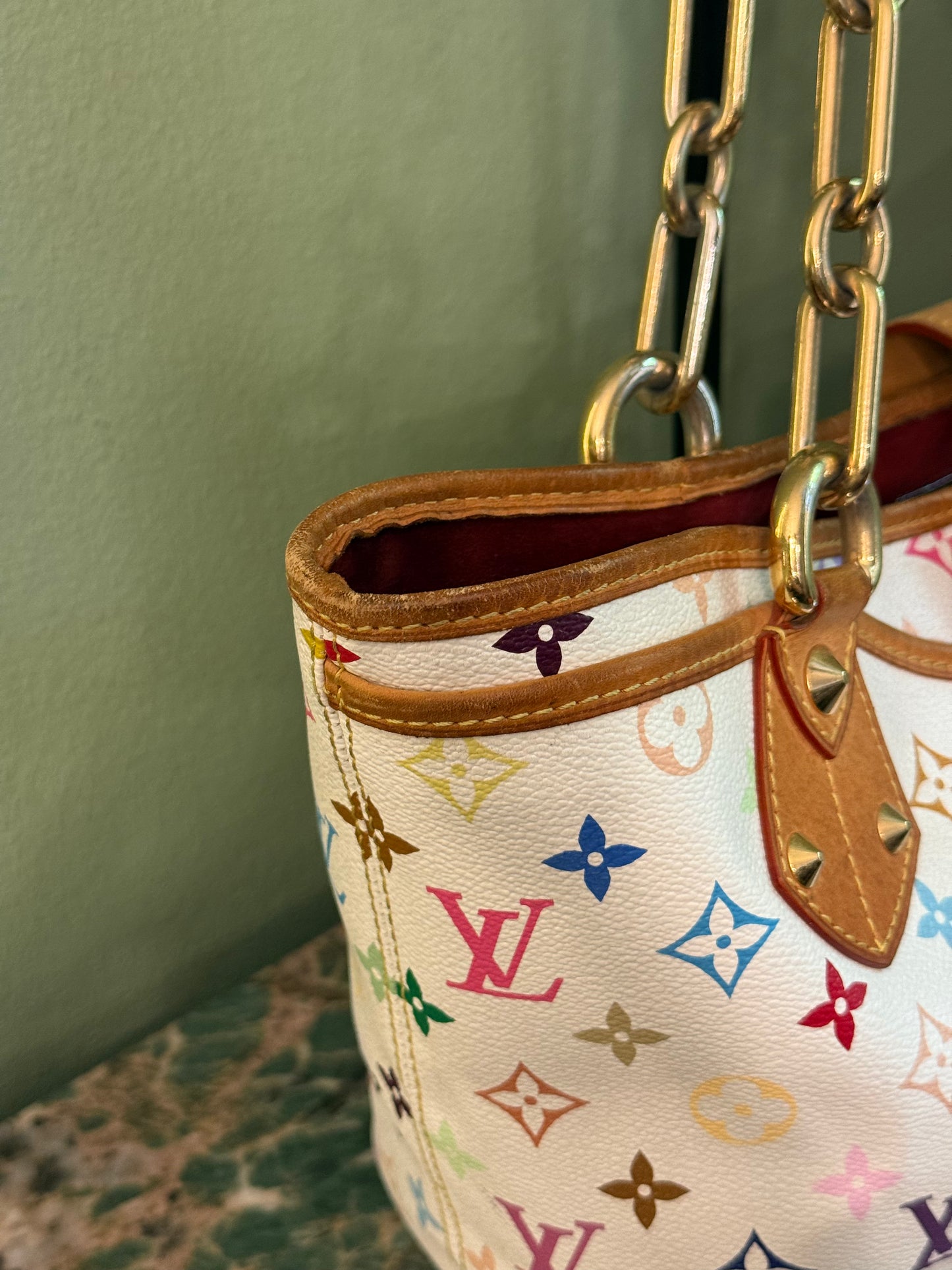 TAKASHI MURAKAMI X LOUIS VUITTON WHITE MULTICOLOR ANNIE SHOPPING BAG