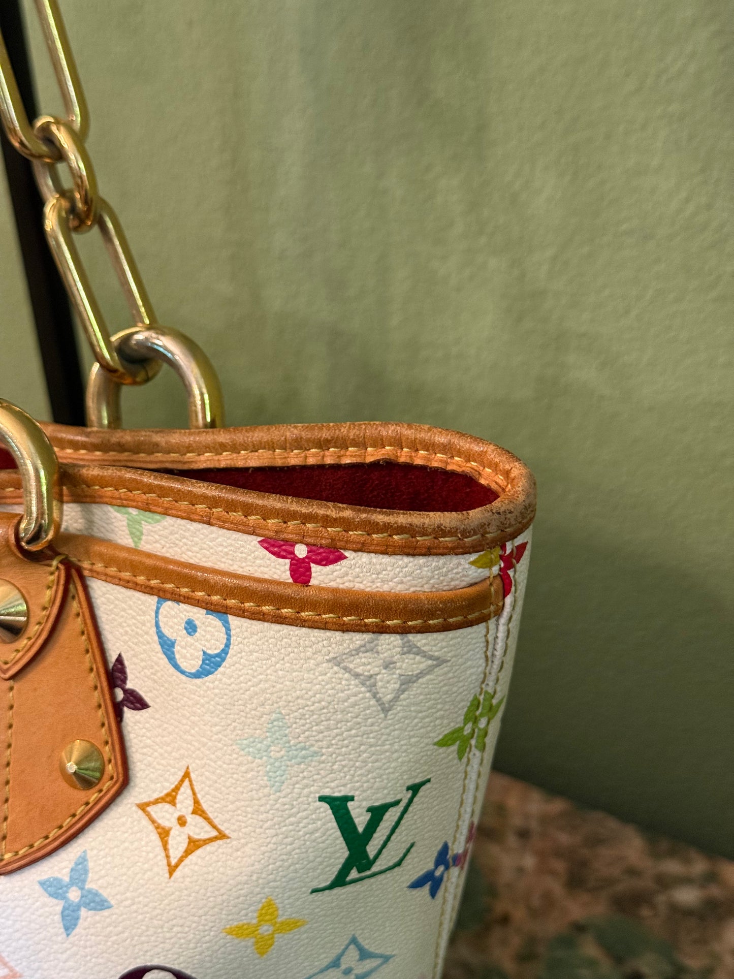 TAKASHI MURAKAMI X LOUIS VUITTON WHITE MULTICOLOR ANNIE SHOPPING BAG
