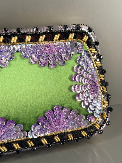 VALENTINO BEADED SATIN MINAUDIERE CARRY SECRET CLUTCH