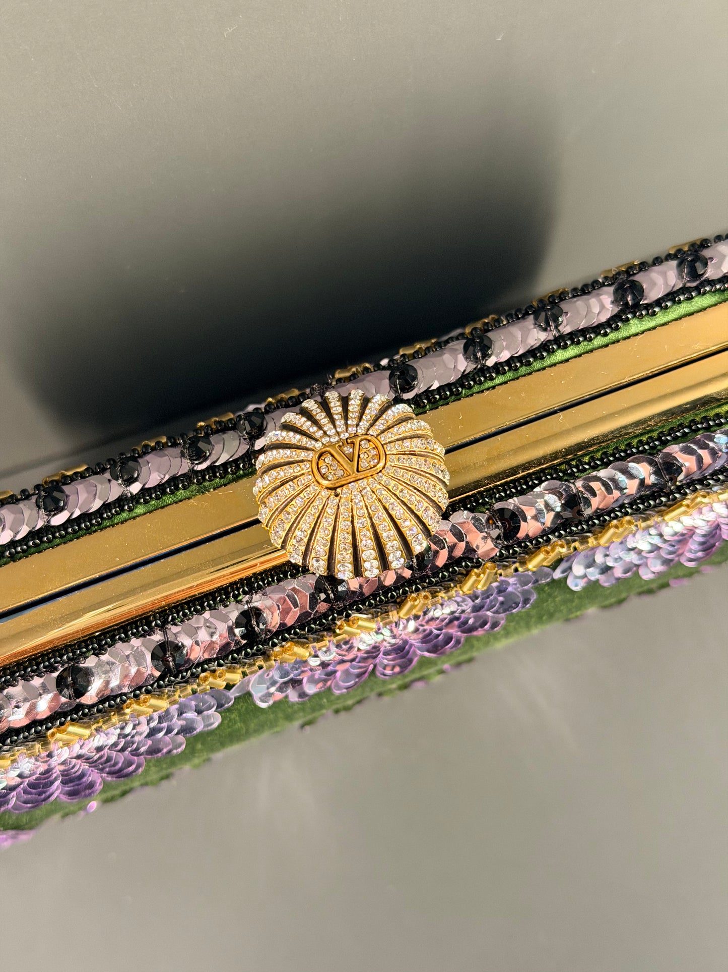 VALENTINO BEADED SATIN MINAUDIERE CARRY SECRET CLUTCH