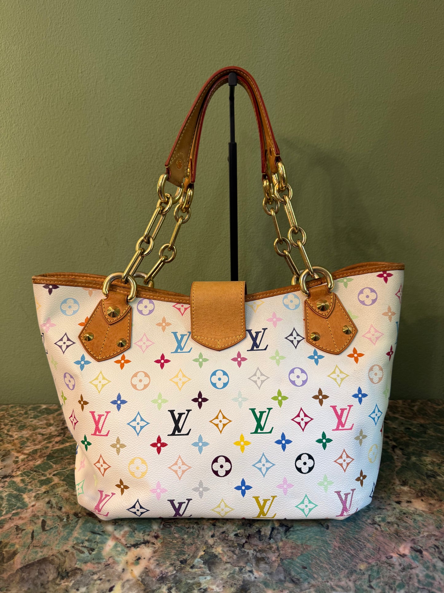TAKASHI MURAKAMI X LOUIS VUITTON WHITE MULTICOLOR ANNIE SHOPPING BAG