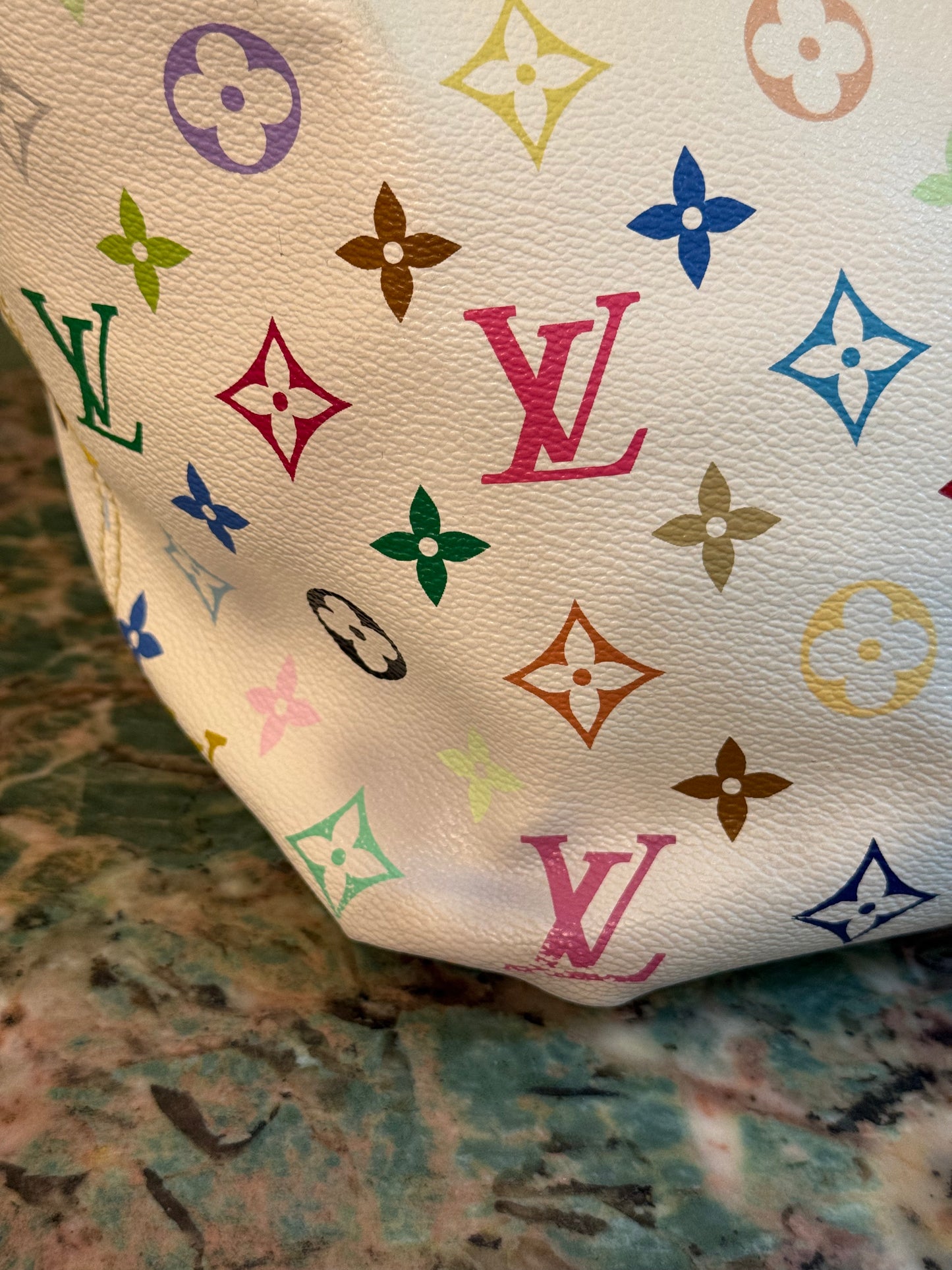 TAKASHI MURAKAMI X LOUIS VUITTON WHITE MULTICOLOR ANNIE SHOPPING BAG