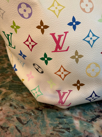 TAKASHI MURAKAMI X LOUIS VUITTON WHITE MULTICOLOR ANNIE SHOPPING BAG