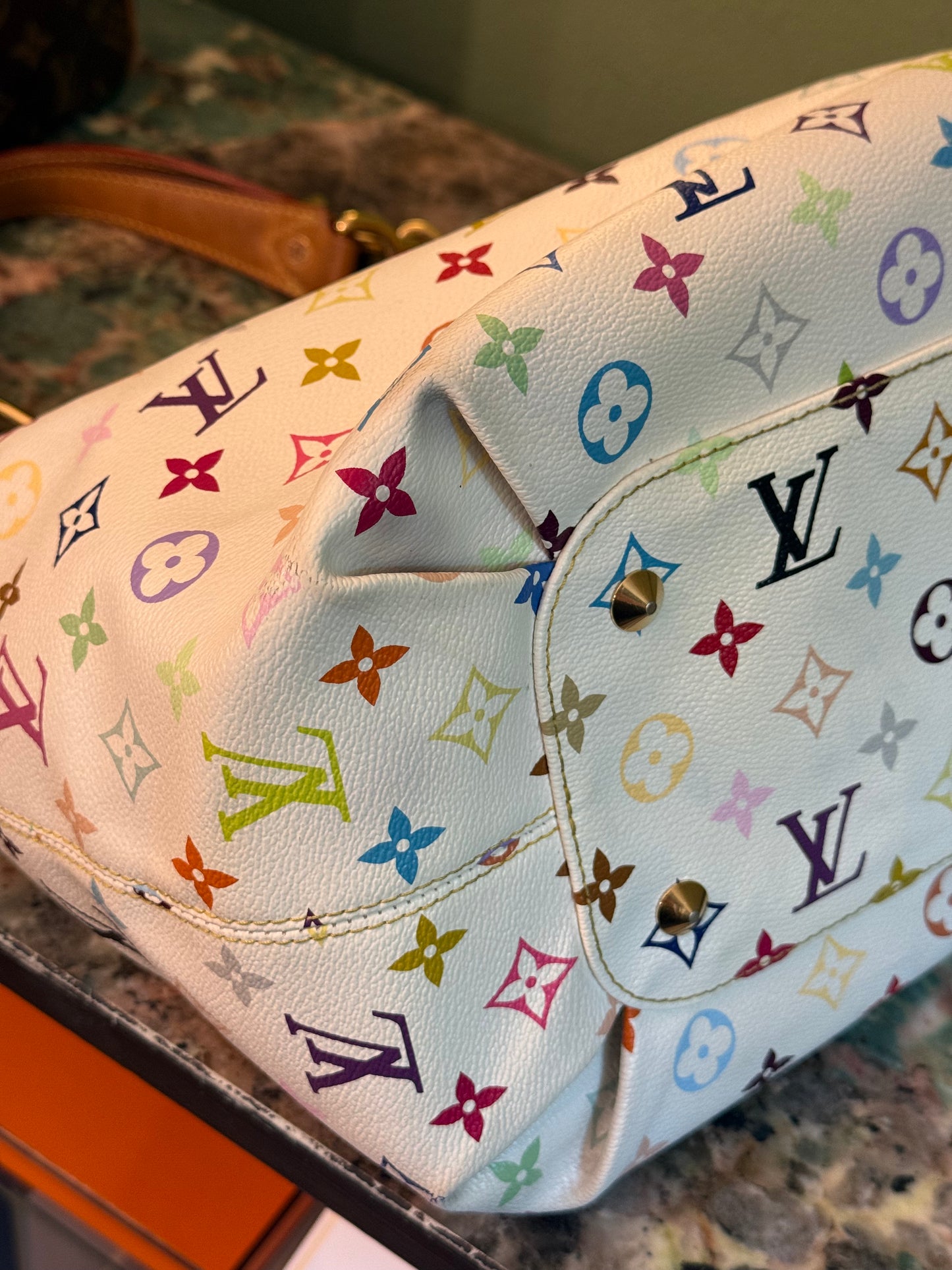 TAKASHI MURAKAMI X LOUIS VUITTON WHITE MULTICOLOR ANNIE SHOPPING BAG