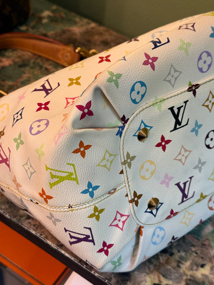 TAKASHI MURAKAMI X LOUIS VUITTON WHITE MULTICOLOR ANNIE SHOPPING BAG