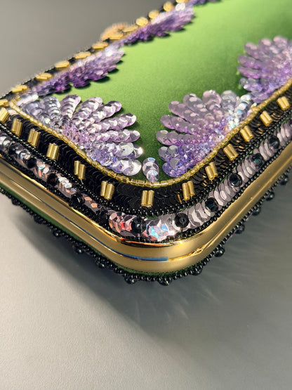 VALENTINO BEADED SATIN MINAUDIERE CARRY SECRET CLUTCH