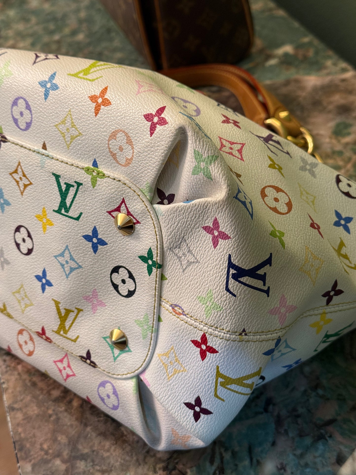 TAKASHI MURAKAMI X LOUIS VUITTON WHITE MULTICOLOR ANNIE SHOPPING BAG