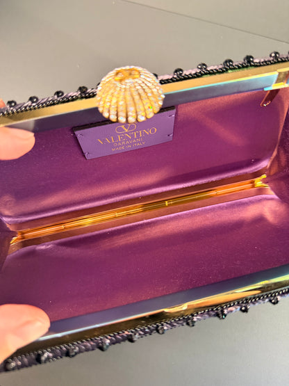 VALENTINO BEADED SATIN MINAUDIERE CARRY SECRET CLUTCH