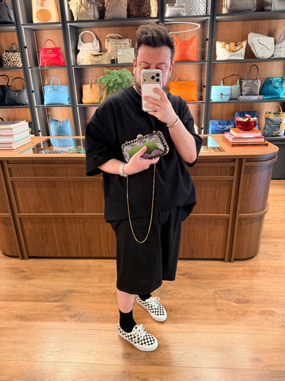 VALENTINO BEADED SATIN MINAUDIERE CARRY SECRET CLUTCH