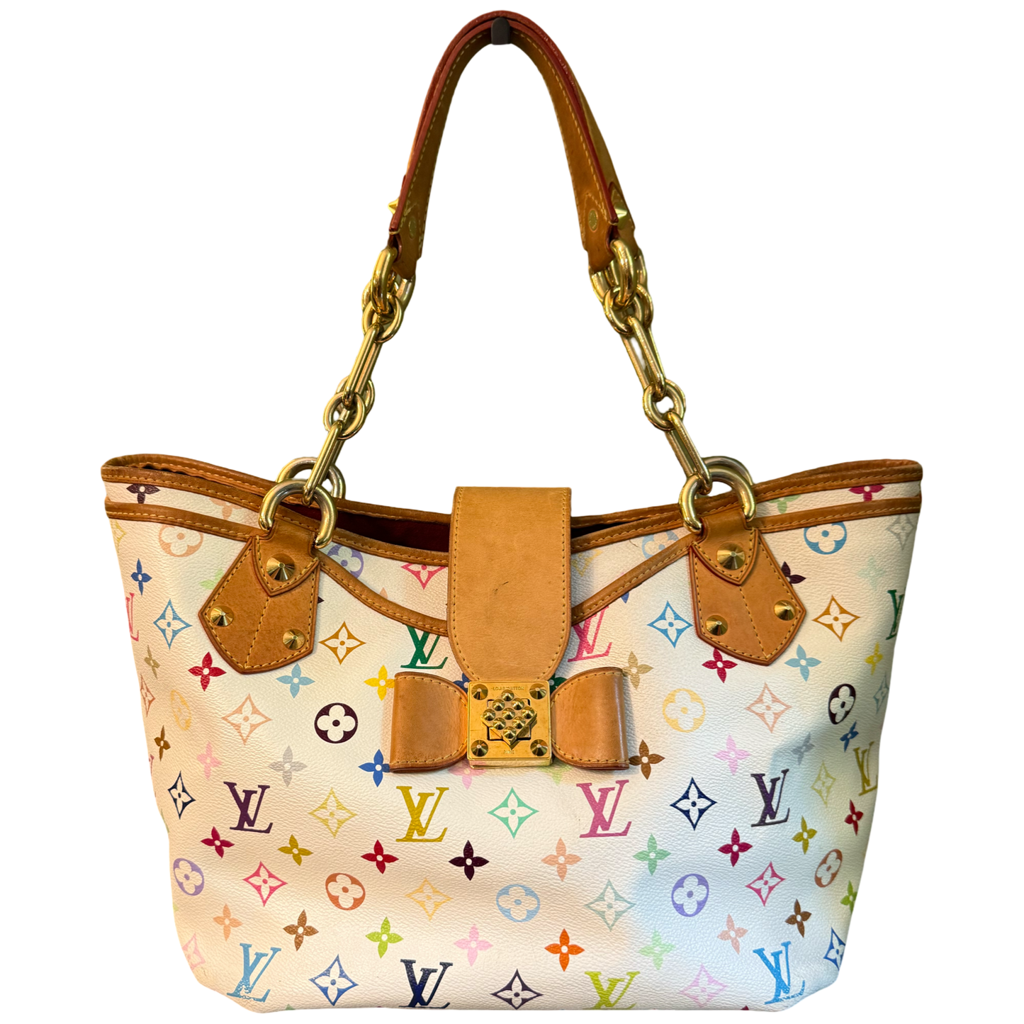TAKASHI MURAKAMI X LOUIS VUITTON WHITE MULTICOLOR ANNIE SHOPPING BAG