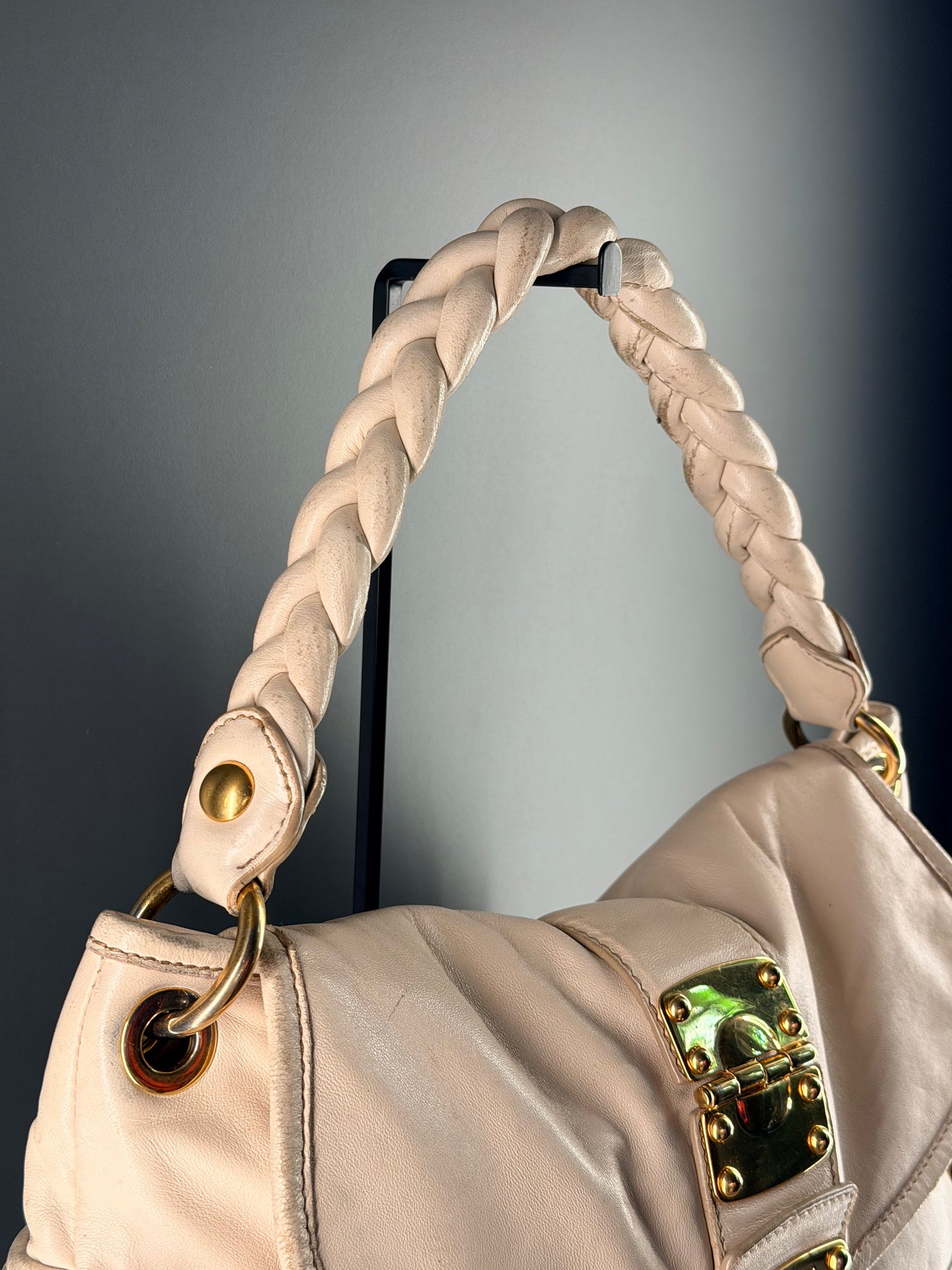MIU MIU CREAM COFFER SHOULDER BAG