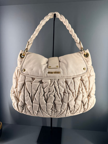 MIU MIU CREAM COFFER SHOULDER BAG