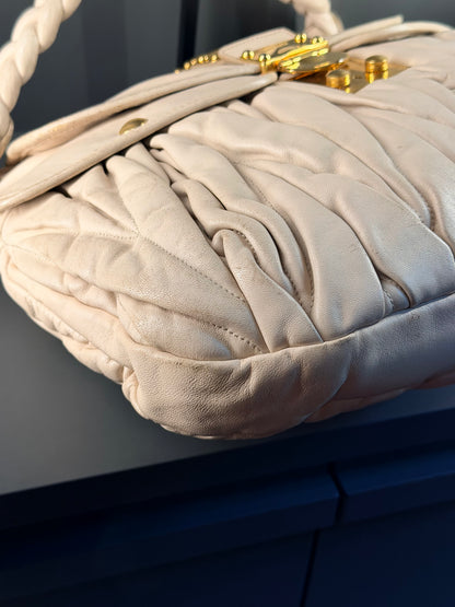 MIU MIU CREAM COFFER SHOULDER BAG