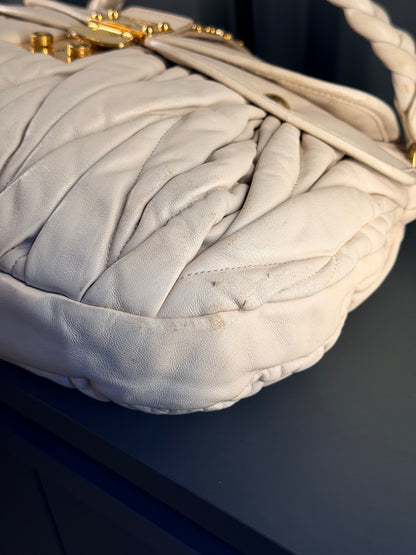 MIU MIU CREAM COFFER SHOULDER BAG