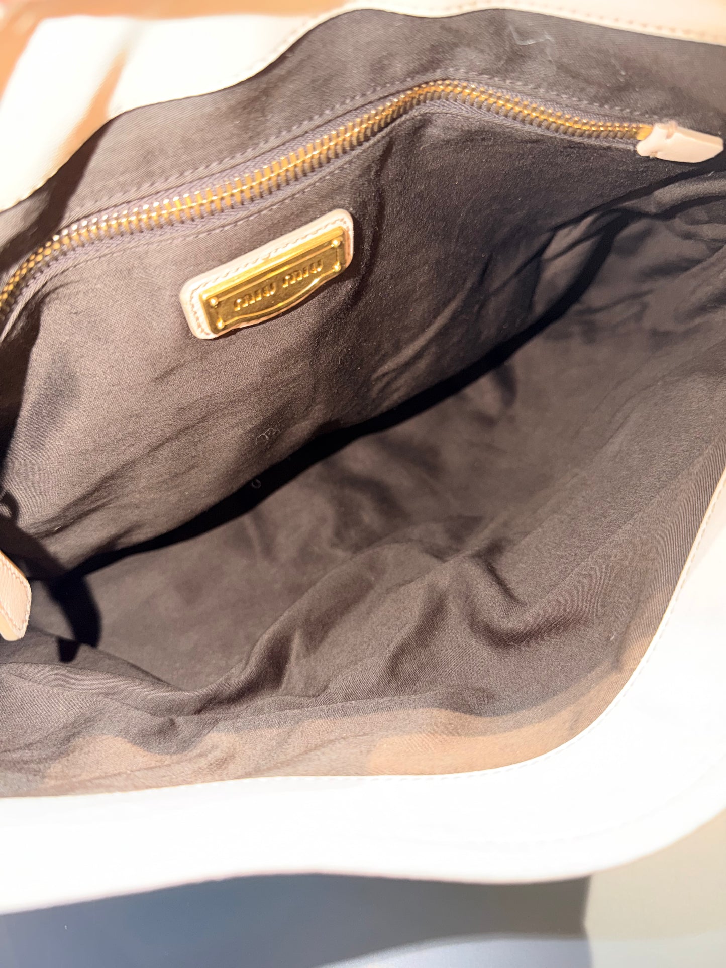 MIU MIU CREAM COFFER SHOULDER BAG