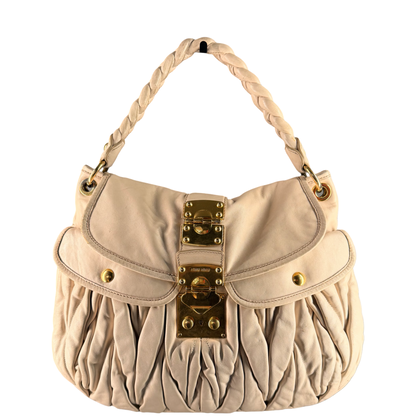 MIU MIU CREAM COFFER SHOULDER BAG