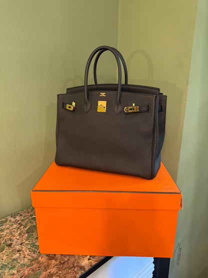 HERMÈS BLACK TOGO BIRKIN 35 HANDBAG