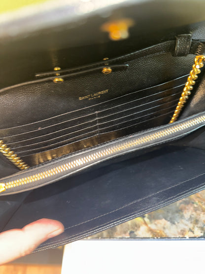 SAINT LAURENT BLACK CASSANDRE CHAIN POCHETTE
