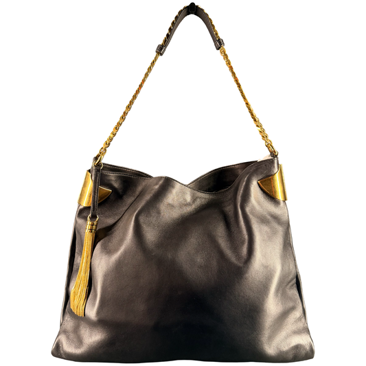 GUCCI BY FRIDA GIANNINI BLACK LARGE 1970 SHOULDER BAG