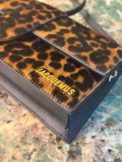 JAQUEMUS PONYHAIR LEOPARD LE BAMBINO LONG SHOULDER BAG
