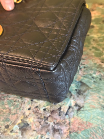 DIOR BLACK MEDIUM CARO SHOULDER BAG