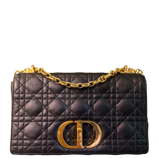 DIOR BLACK MEDIUM CARO SHOULDER BAG