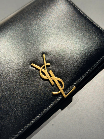 SAINT LAURENT BLACK VOLTAIRE PASSPORT COVER