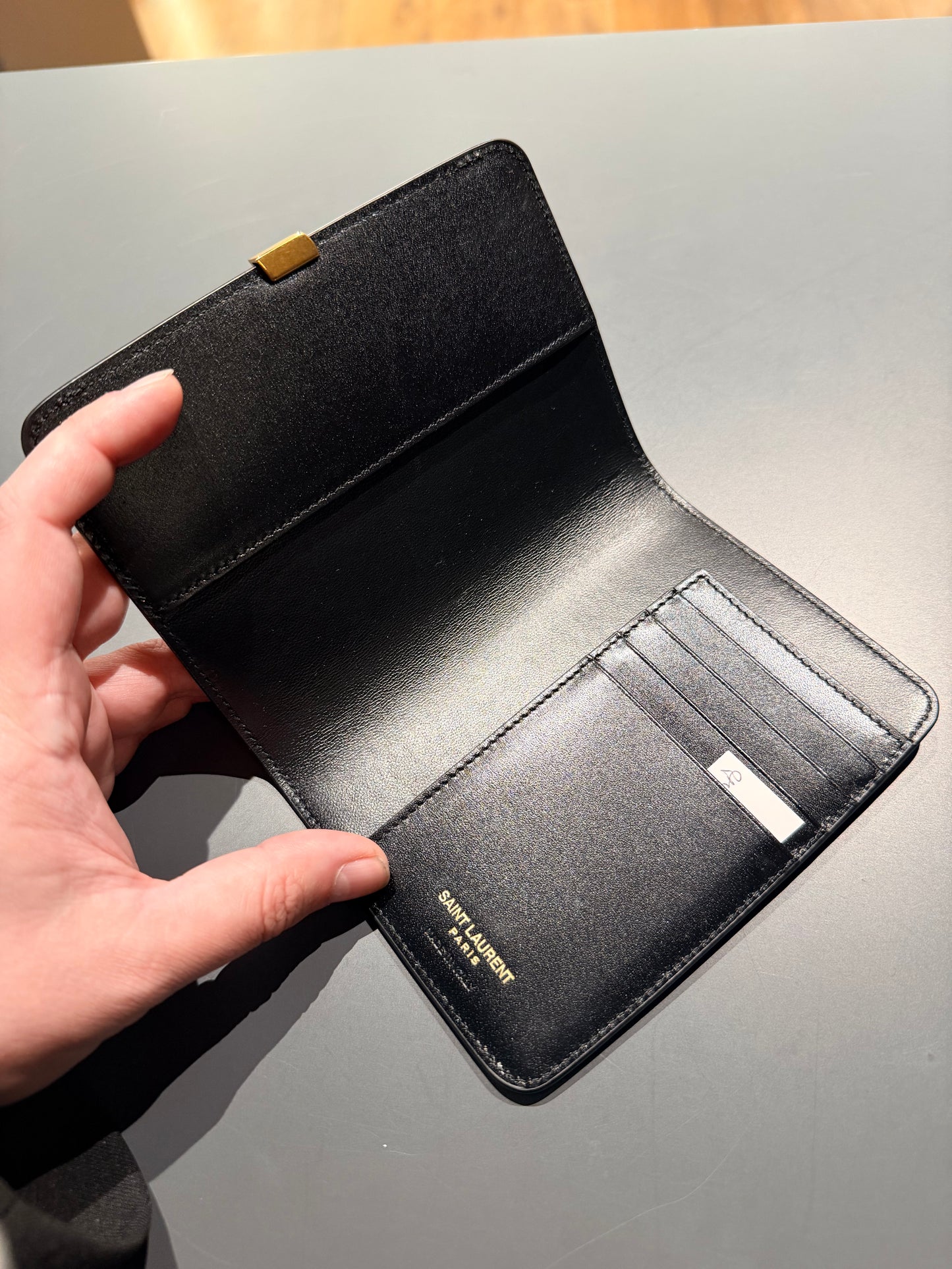SAINT LAURENT BLACK VOLTAIRE PASSPORT COVER
