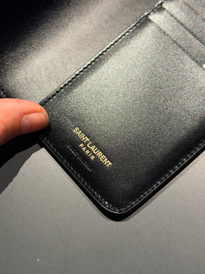 SAINT LAURENT BLACK VOLTAIRE PASSPORT COVER