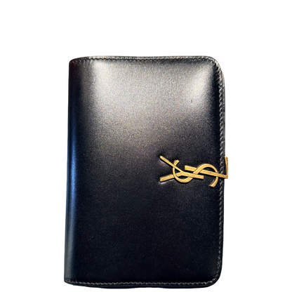 SAINT LAURENT BLACK VOLTAIRE PASSPORT COVER