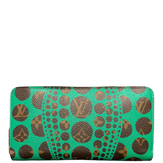 YAYOI KUSAMA X LOUIS VUITTON GREEN ZIPPY WALLET