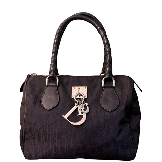 DIOR BLACK MONOGRAM OBLIQUE BOSTON BAG