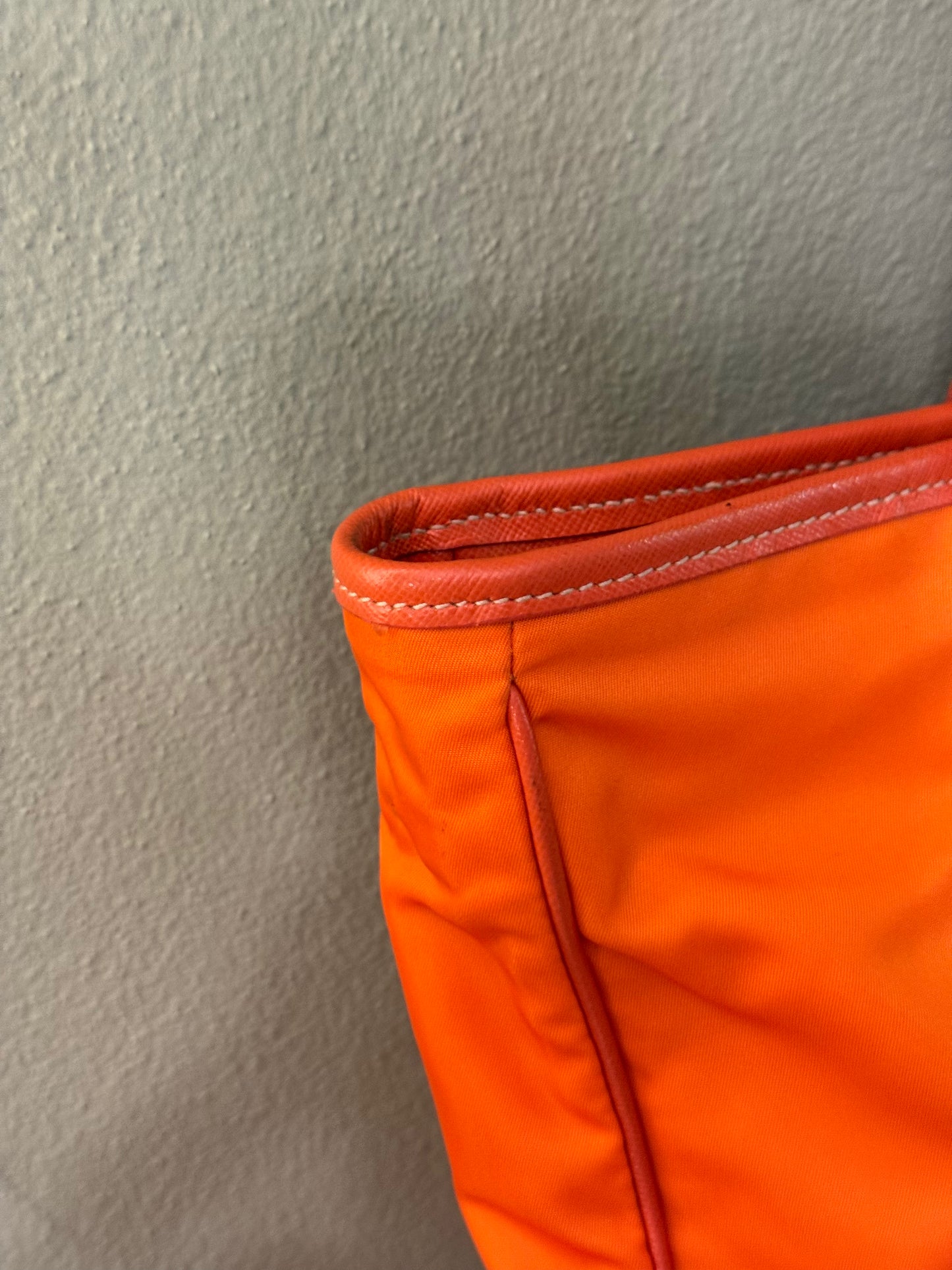 PRADA ORANGE NYLON TOTE BAG