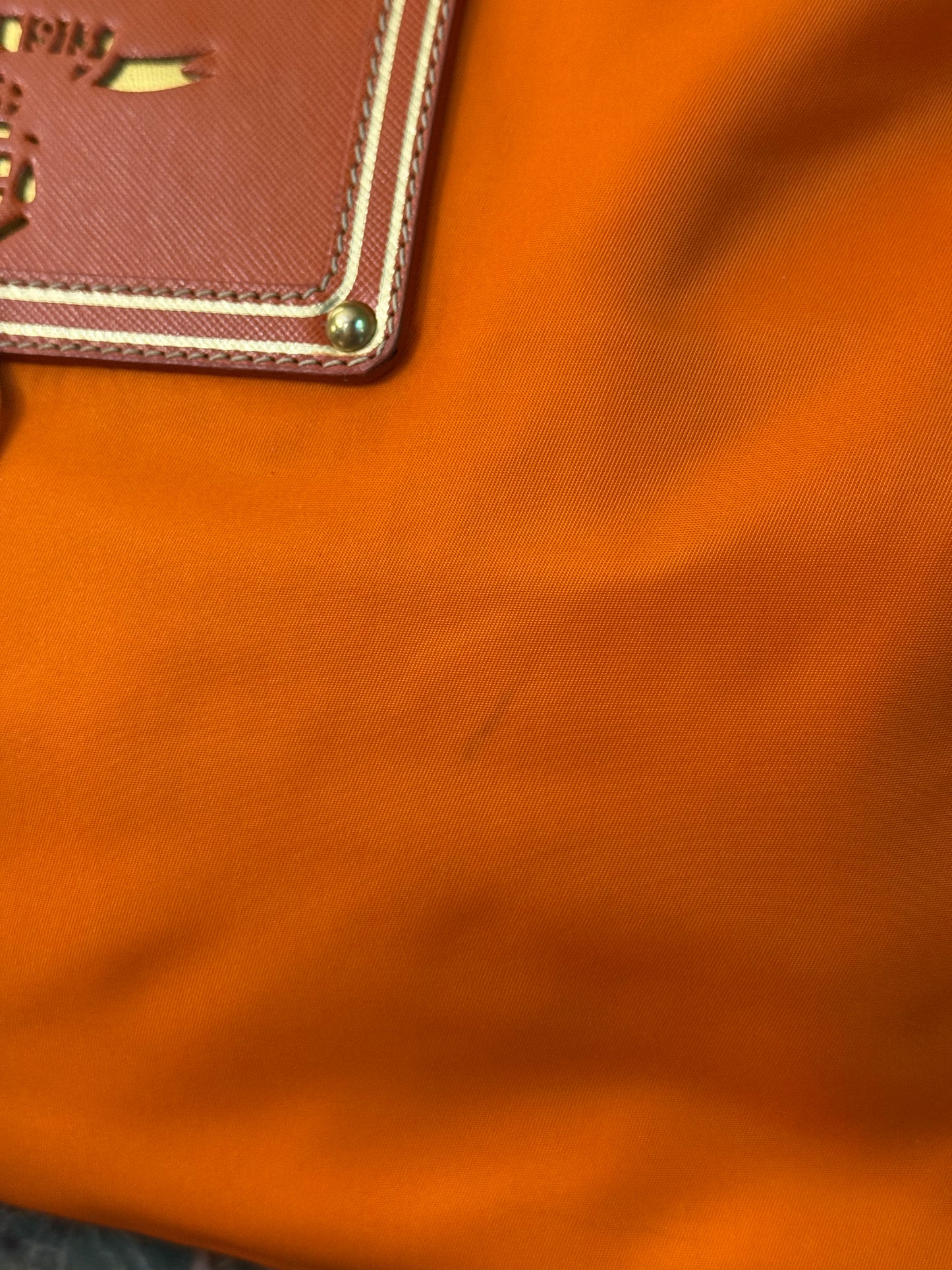 PRADA ORANGE NYLON TOTE BAG